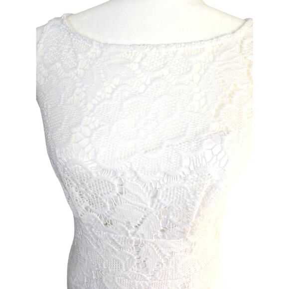 Womens misses Small S dress size 6 lined White summer sleeveless lace - Picture 2 of 8